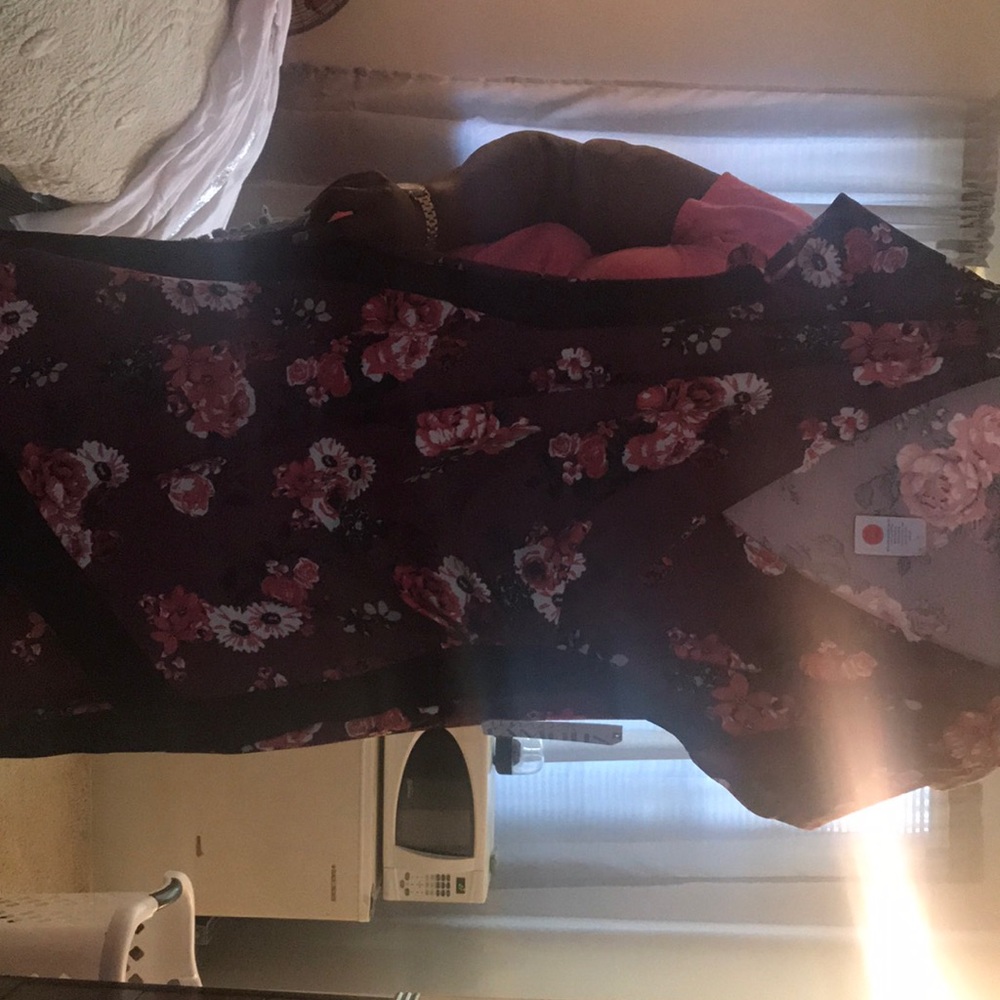 Burgundy & black floral dress